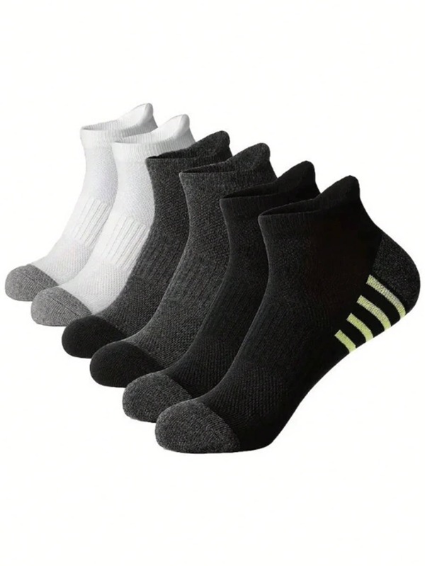1/2/5 Pairs Fashion Versatile Mesh Breathable Short Ankle Socks For Plus Size Men, Black/White, Spring/Summer