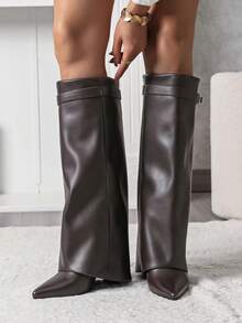 Folded Over The Boot With A Strap And Ornament Holiday Vacay Vibe For And Summer Shoes Spring Shoes Spring Break Easter - Brown - View 2