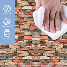 1 Roll Vintage Industrial Self-Adhesive Wallpaper, Brick Wall Decor, Peel And Stick Vinyl Contact Paper, 17.71inch Width, Waterproof & Removable, Modern Room Decor, Perfect For Kitchen Living Room Bedroom Bathroom, Desk/Furniture Makeover Home Decor - Multicolor - View 8