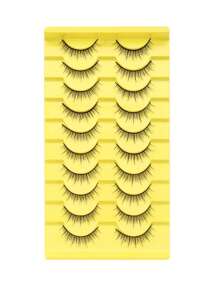 Ouye3 10 Pair Thick 3D Cross Style Daily Bridal Makeup Hard Meme False Eyelash