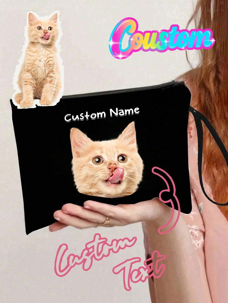 1个定制猫咪照片化妆包,可爱猫咪主题礼物,小型宠物爱好者旅行化妆包,拉链收纳袋,适合青少年、女儿、姐妹,趣味宠物用品生日圣诞节化妆品收纳包,迷你化妆包,旅行小型化妆盒,化妆刷收纳盒,化妆品容器,化妆包,旅行必备,女士配饰,旅行用品,学生化妆包,节日化妆包,冬季节日化妆包 - 彩色 - 查看 1