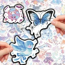 53 件涂鸦星夜小生物贴纸 PVC 材料不对称形状适用于剪贴簿日记本手提箱整理器桌面小风扇头盔自行车装饰自粘贴纸一次性使用非常适合节日礼物和派对用品！ - 彩色 - 查看 6