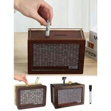 Wooden Budget Savings Box With Digital Display - Decorative Piggy Bank And Home Finance Planner, For Storing Cash/Coins - Black - View 10