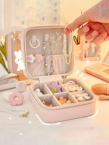Small Jewelry Storage Box, Zippered Open Storage Bag, Portable Jewelry Box, Travel Jewelry Box, Used For Rings, Pendants, Earrings, Necklaces, Bracelets, Gift Boxes, Girls And Women's Gift Boxes,For Holiday Beach, Bathroom Collection, Bedroom Collection, Large Capacity - Multicolor - View 6