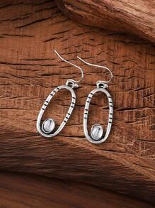 1 Pair Bohemian Style Vintage Simple Hollow Line Elliptical Geometric Pendant Earrings, Personalized Elegant Holiday Party Earrings, Gift