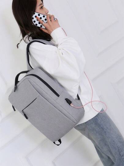 轻便旅行笔记本电脑背包，男女通用飞行认证随身背包，耐用大学书包，带可调节肩带、隔层、灰色、黑色、商务背包休闲风格包 | 加垫肩带，旅行背包，笔记本电脑背包