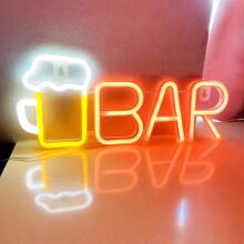 1 pezzo Luce a LED a forma di lettera "Bar", lampada alfabeto a luce bianca calda, combinazione di parole DIY BAR adatta per bar, taverna, festa, compleanno, campeggio, zona pranzo, corridoio, dormitorio, camera da letto, spuntino notturno, ristorante e scene di festa, decorazione per San Valentino, Festa della Mamma, Ognissanti, Natale e altre vacanze - funzionamento a batteria (batterie non incluse)