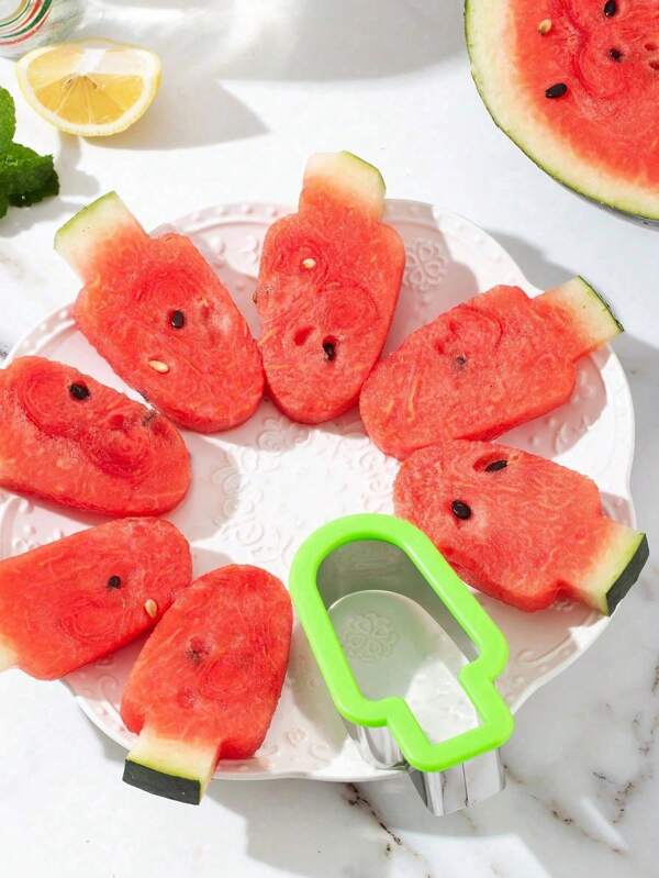 1 Stück Wassermelonen-Scheiben Eiswürfel Form, Eiswürfelformer, edelstahl kreative Wassermelonen-Scheibe, Eis-Popsicle geformte Form, Obstplatte Wassermelonen Scheibe, Sommer Obst Werkzeug, Tafelservice