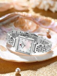 Reward Women's Quartz Watch, Luxury Fashion Women's Watch, Stainless Steel Band, Waterproof, With Gift Box, Elegant Versatile, Business Casual - Silver - View 3
