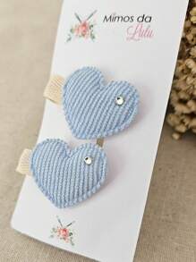 Parzinho Presilha laço de menina coração em cotelê 100% encapado com borrachinha antideslizante