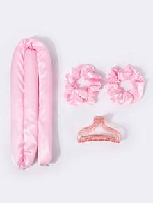 Heatless Curling Set,Silk Curls Rod Headband,No Heat Rollers To Sleep In Overnight,Satin Hair Curlers For Long And Medium Hair(Pink) - Pink - View 4