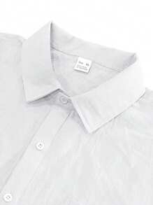 Hawaiian Style Linen Loose Casual Henley Collar Short Sleeve Shirt - White - View 6