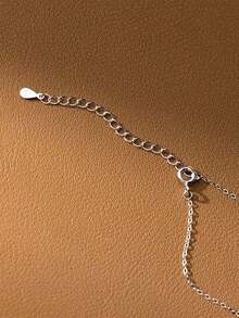 1 pieza Exquisito collar de cadena de clavícula con borla en forma de corazón de plata esterlina S925, diseño minimalista delicado, regalo de/cumpleaños para mujeres - Plateado - Ver 7