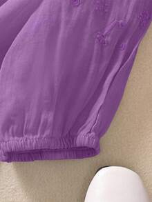 Áo cánh rộng rãi, nhẹ, thêu họa tiết viscose thời trang xuân/hè dành cho nữ, cỡ lớn - Màu tím - Xem 7