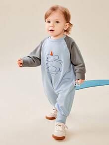 mini bala Newborn Baby Romper Soft Cute Bodysuit Skin-Friendly Jumpsuit - Gray Blue - View 2