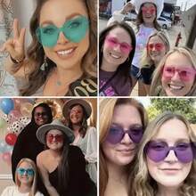 Heart-Shaped Fashion Sunglasses |   Festival Parties, Party Glasses, Fashion Sunglasses, Party Supplies, Lightweight Frames |   Great For Parties, Photo Booths And Valentine's Day |   Cute Color Designs, Men And Women |   Ideal Gift For Teenagers, Friends And Couples - 粉色 - 查看 3