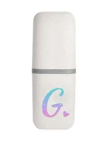 1pc Blue And Pink Gradient Glitter Heart Initials A-Z White Portable Toothbrush Case, Keep Your Toothbrush Clean And Safe On The Go!Travel Toothbrush Holder, Portable Toothbrush Cup Cover