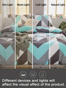 3pcs Geometric Pattern Duvet Cover Set (1 Duvet Cover And 2 Pillow Shams), Soft And Skin-Friendly, Suitable For All Seasons - Multicolor - View 8