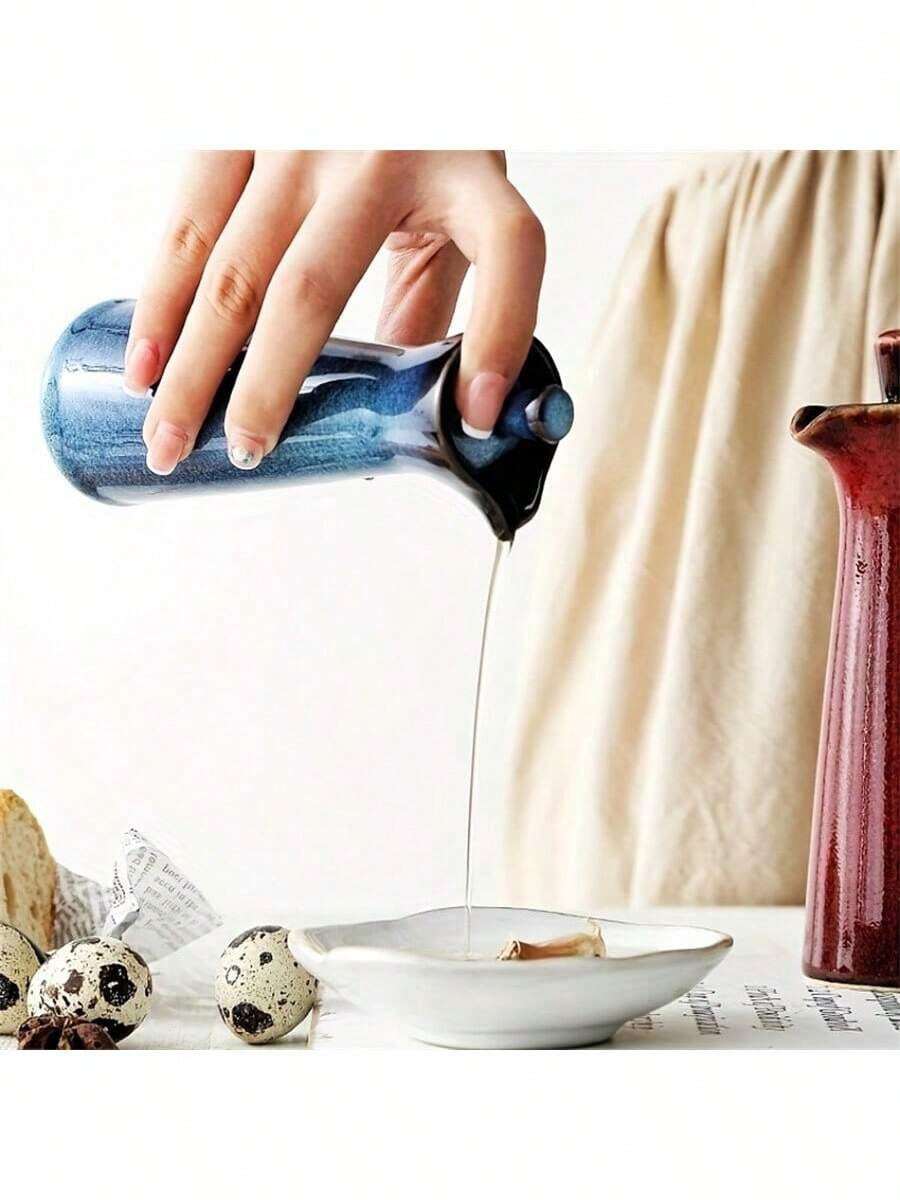 1pc 120ml Kiln-Fired Ceramic Seasoning Bottle, Japanese-Style Ceramic Oil Pot, Soy Sauce Bottle, Vinegar Bottle, Olive Oil Bottle, Creative Condiment Bottle, Kitchen Supplies - Multicolor - View 1