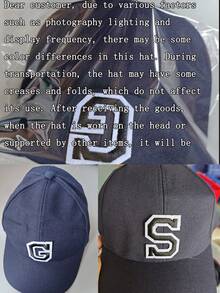 1顶可定制26个字母名字的遮阳帽棒球帽，可调节男女儿童户外休闲防晒帽