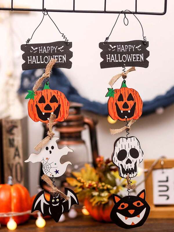 1 Stück - Neue Halloween Holzschilder, perfekte Halloween Geschenke, Halloween Dekorationen, kreative Türanhänger, Hängeornamente, Fahnen, Wandbehänge für Wohnzimmer und Küchentüren, gruselige und böse Halloween Logo Banner für Outdoor, Veranda Logo Türdekorationen, saisonale Dekorationen, Party Eingangsdekorationen, Halloween Party Zubehör, Aufhänger, kreative Anhänger, klein und leicht, einfach aufzuhängen