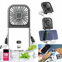 Ventilatore palmare portatile mini - Ventilatore personale con supporto per telefono, supporto ricarica telefono tramite Type-C, ventilatore multifunzione con controllo della velocità infinita, raffreddamento a semiconduttore, raffreddamento rapido, ventilatore compatto tascabile, regalo essenziale per viaggi estivi, all'aperto, spiaggia, università, festival musicali