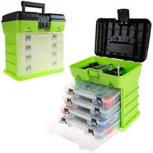 Portable Tool Box - Small Parts Organizer With Drawers And Customizable Compartments For Hardware, Fishing Tackle, Beads Or Crafts By  (Green) - 1 - 查看 2