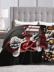 1Pc Kawss Kawaii Kaw Anime Flannel Blanket Gift Cover Blanket, Cozy Plush Flannel Fleece Printed Blanket, Double Blanket, Lightweight Plush, Bed Decoration 50x40inch