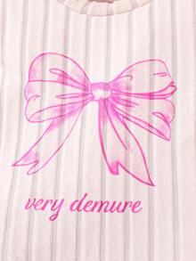 Chatreadl 6pcs/3sets Girls Long Sleeve Sweatshirt & Pants Outfits, Bow, Ribbed Texture, Cute & Warm, Breathable & Comfortable - Multicolor - View 3