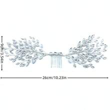 1 件植物造型优雅派对玻璃发梳发饰，适合新娘、婚礼、所有季节 - 彩色 - 查看 8