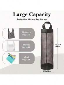 1pc Durable Plastic Bag Holder Rack, Stores Grocery Bags & Trash Bags, Space-Saving Mesh Design For Easy Access And Ventilation. This Multipurpose Wall-Mounted Mesh Storage Rack Is An Ideal Choice For Home And Kitchen Organization, Suitable For Household, Kitchen, Summer Beach Party, Food, Camping, Organizing, Room Decor, Kitchen Accessories, Etc. - Multicolor - View 5