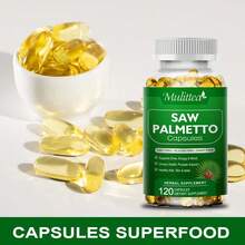 Mulittea Saw Palmetto Capsules - Potent Berry Extract With Plant Sterols & Fatty Acids | 120pcs | Supports Prostate Health, Hair Growth, Hair Retention, Urinary Tract & Hormone Balance | For Men & Women's Wellness - 1 lọ (120 viên nang) - Xem 5