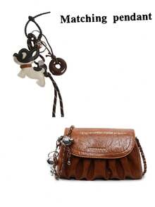 女士配饰, 多功能悬挂装饰, 博主风格, 风格系列, 3D卡通装饰, 可爱法国斗牛犬装饰, 彩虹绳配饰, 手工编织色块, 适合学生, 女士礼物, 包包挂饰, 钥匙扣, 可拆卸挂绳, 坏蛋风格, 返校必备, 可拆卸, 二合一装饰