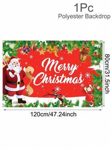 1pc, Merry Christmas Backdrop Banner, 120*80cm Polyester Red Santa Claus Design Xmas Background Cloth For Christmas Decorations 2025 Home Decor Happy New Year Decor, Holiday Seasonal Holiday Xmas Garage Door Wall Decorations Indoor Outdoor Decor - Multicolor - View 11