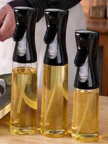 1pc Olive Oil Spray Bottle, Made Of PET Material, Suitable For Storing Various Liquids, Applicable For Outdoor BBQ, BBQ Rack, Low Fat Foods, Salads, Kitchen, Grilling, Air Fryer And Camping, Suitable For Girls, Light Weight Home BBQ, Sprayer, Dispenser, Refillable Spray Bottle. Kitchen Tools, Kitchen Accessories - Transparent-black Nozzle - View 4