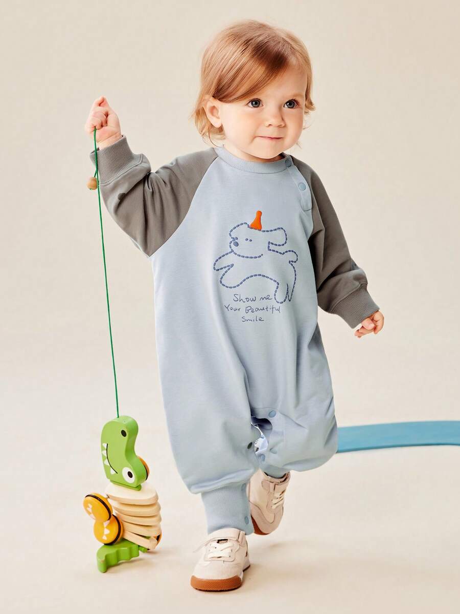 mini bala Newborn Baby Romper Soft Cute Bodysuit Skin-Friendly Jumpsuit - Gray Blue - View 1