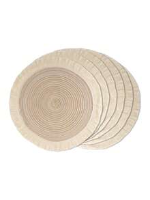 1pc/4pcs/6pcs 15 Inch Round Woven Fringe Placemats, Washable Non-Slip Heat-Resistant Table Mats, Suitable For Home, Dining Table Decor, Spring, Outdoor, Holidays, Parties, Gifts