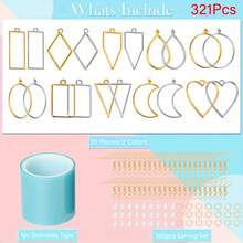 321/361/381Pcs Hollow Frame Resin Craft Bezels, Resin Open Frame, Resin Pendant Casting Mold, Geometric Hollow Molds For Pendants, Earring And Necklace Making Supplies, DIY Crafts - Hollow Frame - View 12