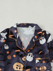 [梦幻]万圣节印花女士短袖短裤睡衣套装 - 灰石墨色 - 查看 2