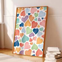 1 件异想天开的彩虹心形墙饰 - 带框和无框彩色爱心装饰 | 俏皮的水彩心形，采用柔和明亮的色调 | 现代育儿室、儿童房和波西米亚风卧室装饰 | 完美的情人节礼物和中性育儿室装饰 - 彩色 - 查看 4