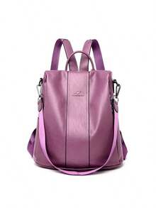 Women's Backpack Leather Casual Stylish Anti-Theft - Rusty Rose - View 1