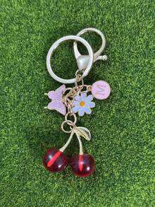 1个男女通用锌合金樱花蝴蝶钥匙扣，可爱动物吊坠，送给学生和朋友的绝佳礼物，可爱挂件，汽车配件，包包挂件，校园动物，可爱哥特风，Y2K风格