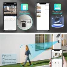 Cámara de seguridad inalámbrica con energía solar de 4MP, cámara inteligente para el hogar con WiFi de banda dual 2.4G/5G, resolución ultra alta definición de 1440P, batería recargable de 7500 mAh, función de rotación de 355°, visión nocturna a color, detección de movimiento, audio bidireccional, nivel de protección IP65, adecuada para vigilancia exterior doméstica y comercial, cámara de seguridad solar.