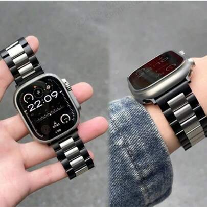 1 条三重金属表带，兼容 表带 38 毫米 40 毫米 41 毫米 42 毫米 44 毫米 45 毫米 46 毫米 49 毫米商务时尚高端男女版，适用于 UltraS10/9/8/7/6/5/4/3/2/1 智能腕带（不包括手表），送给男朋友、女朋友和朋友的最佳礼物
