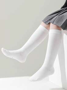 3 Pairs Of Teen Long Leg Socks, College Calf Protection, Mesh Breathable High Leg Socks, Suitable For Daily Wear, Mary Jane Shoes, Sneakers, High Heels