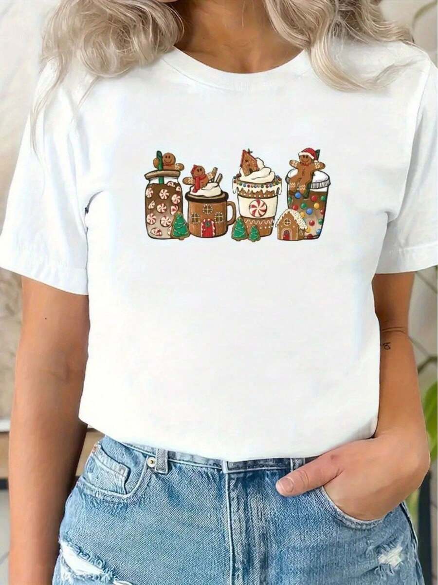 Women's Pure Round Neck Short Sleeve T-Shirt, Soft, Elegant And Casual, Suitable For All Seasons. - White - View 1