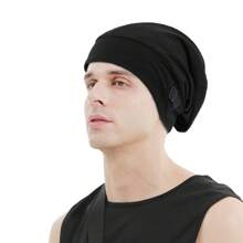 1 件男士可调节莫代尔双层无檐便帽，柔软休闲宽松帽，纯色头饰，适合春秋季、户外运动、所有季节