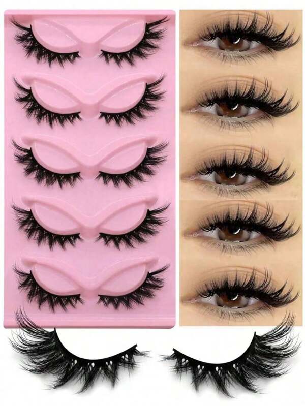 6 Pairs Of Perfect Makeup Faux Mink Eyelashes - Luxurious & Wispy & Fluffy Cat Eye Style, Natural Look Strip Lashes, D Curl, Fragrance-Free, Voluminous Multi-Pair Pack For Dramatic Eye Enhancement
