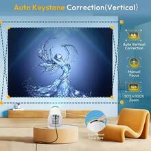 带内置扬声器的无线投影仪，WIFI 连接视频投影仪，屏幕镜像，梯形校正，兼容 1080P，支持音频、图像、视频，适用于智能手机、笔记本电脑、家庭影院和户外露营 - 查看 4