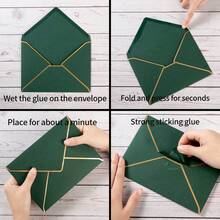 50 Pack Envelopes Dark Green 5 X Self-Adhesive V Flap Envelopes With Gold Border Office, Greeting Card, Wedding, Graduation, Shower, Parties, Invitations (Dark Green, 5x7) - 藏蓝色 - 查看 10